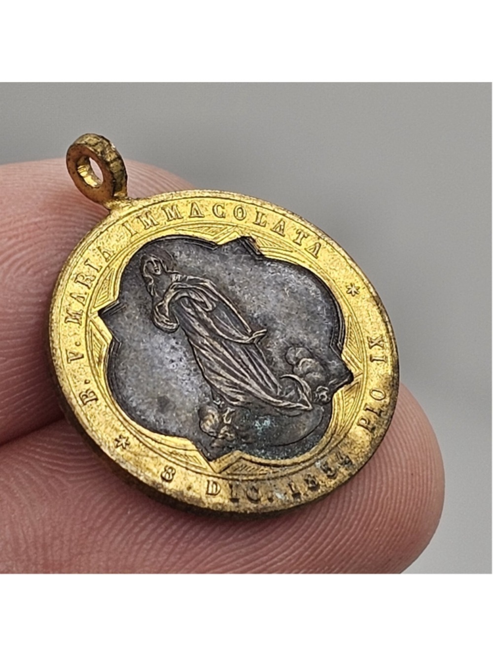 Antique Pope Pius IX Immaculate Conception Medal 1854 Catholic Religious Pendant
